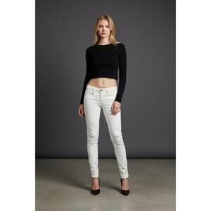 NWT DSquared2 Women’s White Skinny Jeans Distressed Size 44 (10) Zippered Ankle